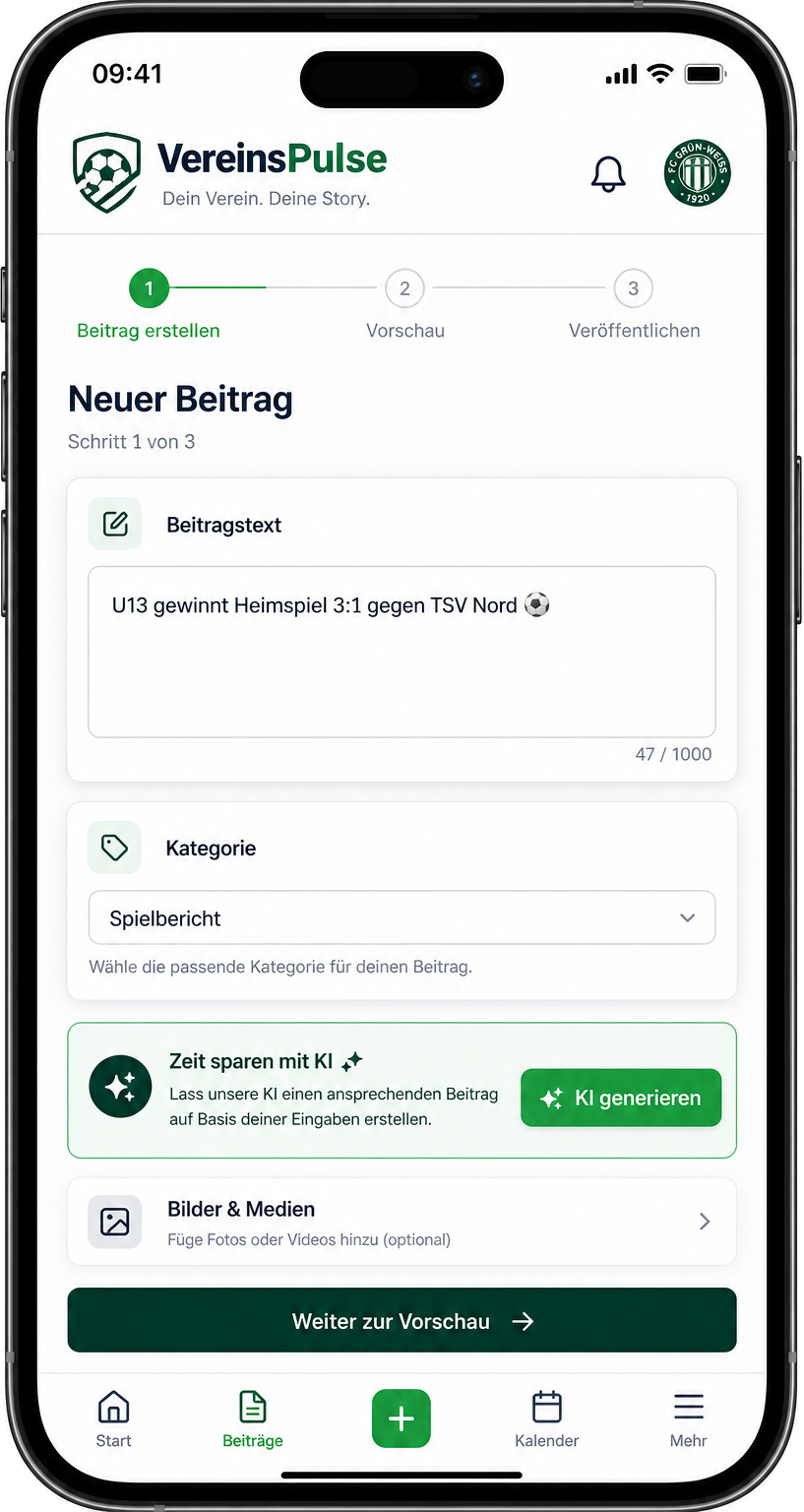 Screenshot: Beitrag Sammeln